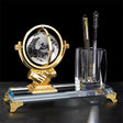 Metal Eagle with Globe Desktop Gift and Crystal Pen Holder Set Office decor Pen Holders