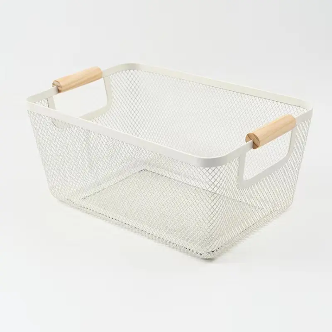 Metal Mesh Basket – Spacious Wire Storage for Shelves and Bathroom Organization