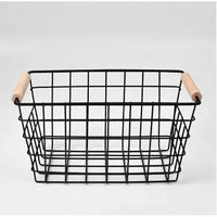 Metal Wire Storage Basket with Handle Wrought Iron Art Fruit Vegetable Snacks Bathroom & Kitchen Holder (Black & White) Storage Containers Food Storage Containers