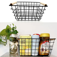 Metal Wire Storage Basket with Handle Wrought Iron Art Organizer for Fruits, Snacks & Sundries Versatile Storage for Kitchen, Bathroom.