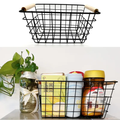 Metal Wire Storage Basket with Handle Wrought Iron Art Organizer for Fruits, Snacks & Sundries Versatile Storage for Kitchen, Bathroom.