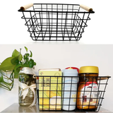 Metal Wire Storage Basket with Handle Wrought Iron Art Organizer for Fruits, Snacks & Sundries Versatile Storage for Kitchen, Bathroom.