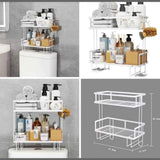 Metallic 2 Layer Over Toilet Storage Shelf Bathroom Organizer