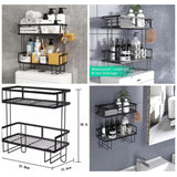 Metallic 2 Layer Over Toilet Storage Shelf Bathroom Organizer
