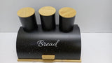 Metallic Bread Bin Box with Wooden Base Available in Black or White