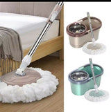 Metallic Magic Spin Mop with Bucket 360° Rotating Head, Wheels & Drain Hole.