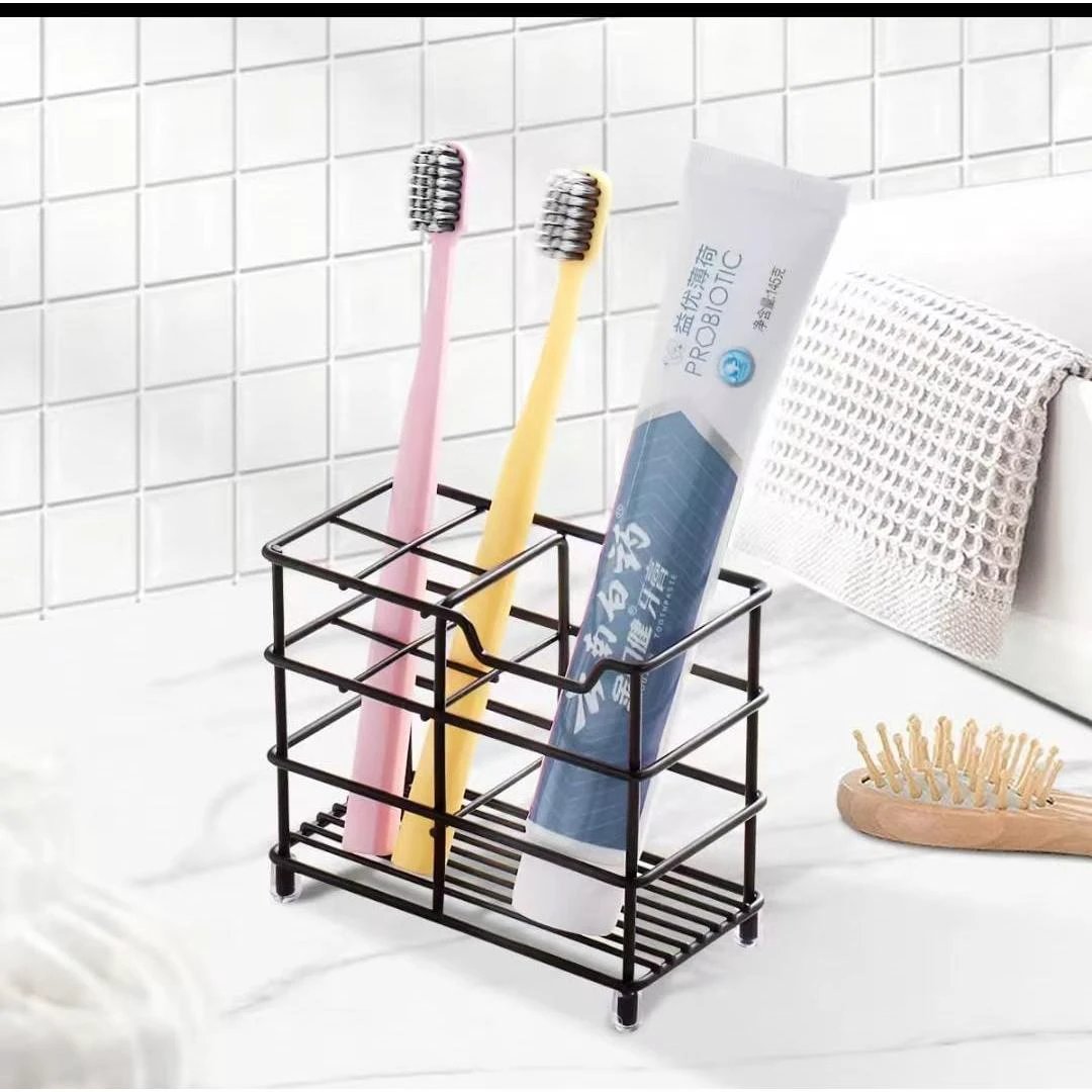 Metallic Multipurpose Organizer for Toothbrush and Toothpaste – Black Storage & Organization