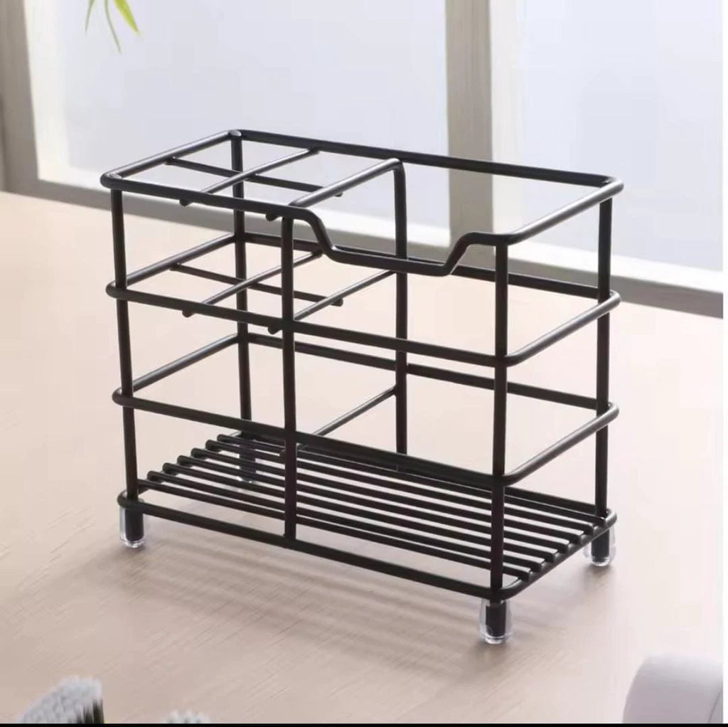 Metallic Multipurpose Organizer for Toothbrush and Toothpaste – Black Storage & Organization