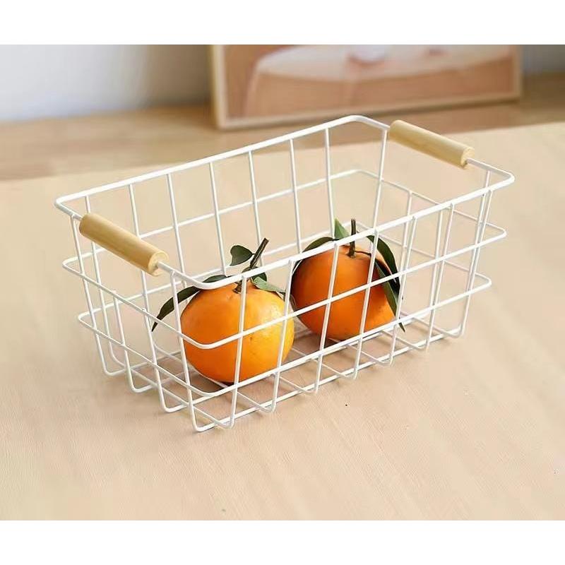 Metallic Organizer Baskets | 30x20x15.5cm White Iron Wire Storage for Fruits & More