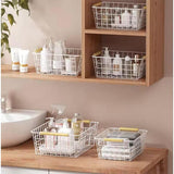 Metallic Organizer Baskets | 30x20x15.5cm White Iron Wire Storage for Fruits & More