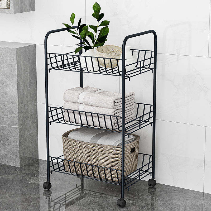 Metallic Organizer Stand with Wheels | 40cm x 26cm x 70cm