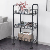 Metallic Organizer Stand with Wheels | 40cm x 26cm x 70cm