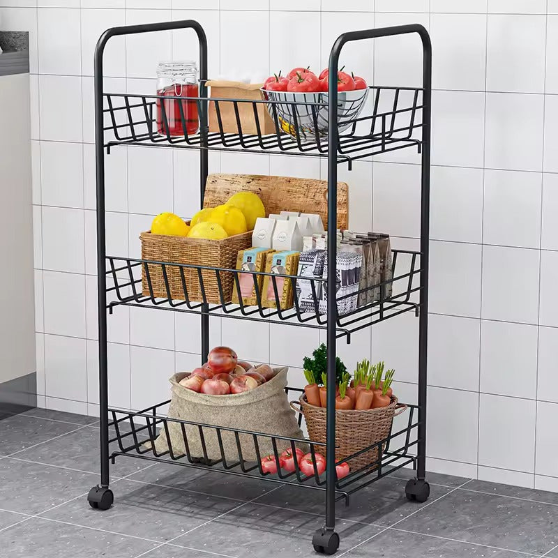 Metallic Organizer Stand with Wheels | 40cm x 26cm x 70cm