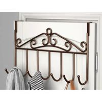 Metallic Over the Door Hanger with Multiple Hooks for Space Saving Organization Storage & Organization