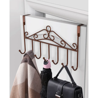 Metallic Over the Door Hanger with Multiple Hooks for Space Saving Organization Storage & Organization
