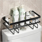 Metallic Space Saving Versatile Toilet/Bathroom Storage Rack Organizer | Black, Gold, Pink, White – 34cm x 15cm x 16cm