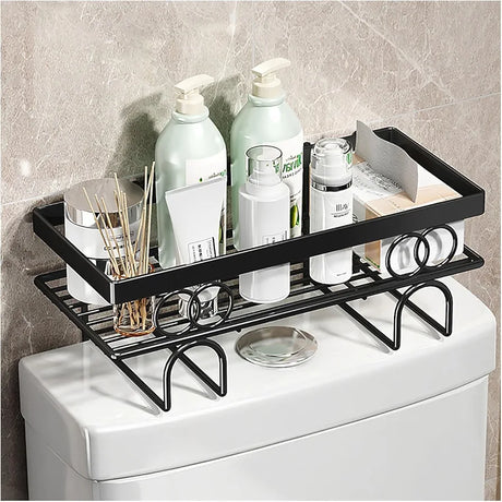 Metallic Space Saving Versatile Toilet/Bathroom Storage Rack Organizer | Black, Gold, Pink, White – 34cm x 15cm x 16cm