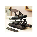Metallic TV Remote Control Organizer | Non Foldable Storage Rack for Remotes, Mobile Phones & More | 21 x 21 x 11 cm