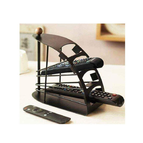 Metallic TV Remote Control Organizer | Non Foldable Storage Rack for Remotes, Mobile Phones & More | 21 x 21 x 11 cm