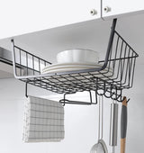 Metallic Under Shelf Rack Black Space-Saving Kitchen Organizer