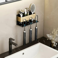 Metallic Wall-Mounted Toothbrush & Toothpaste Holder – Black Gold | Space-Saving Bathroom Organizer Toothbrush Holder Toothbrush Holders