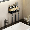 Metallic Wall-Mounted Toothbrush & Toothpaste Holder – Black Gold | Space-Saving Bathroom Organizer Toothbrush Holder Toothbrush Holders
