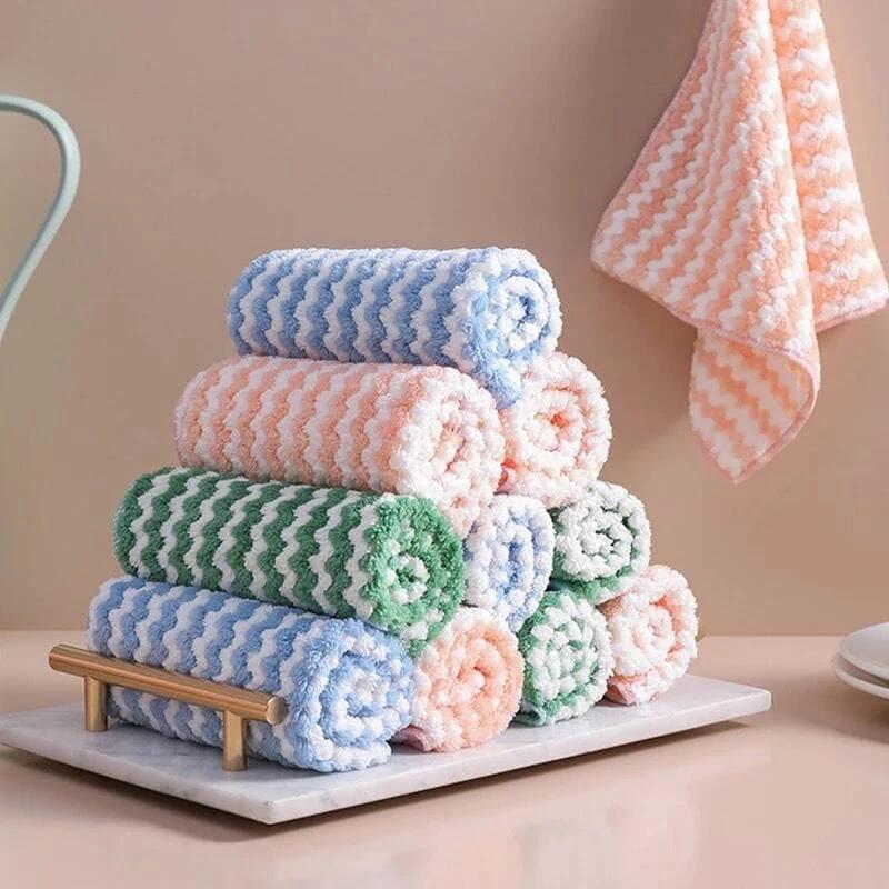 Microfiber Kitchen Towels 5-Piece Set (Multicolor) Kitchen Linen Shop Towels & General-Purpose Cleaning Cloths