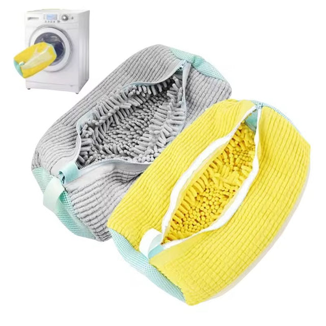 Microfiber Shoe Washing Machine Bag – Anti-Deformation Chenille Laundry Pouch