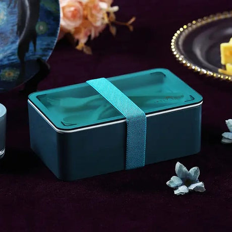 Microwaveable Large Capacity Leak Proof Student Lunch Box Food Grade Container Blue & Yellow