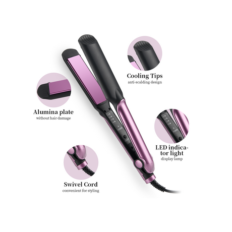 Mini Flat Iron Hair Straightener & Curling Iron | Portable High Quality Electric Comb with Max Temperature 750°F