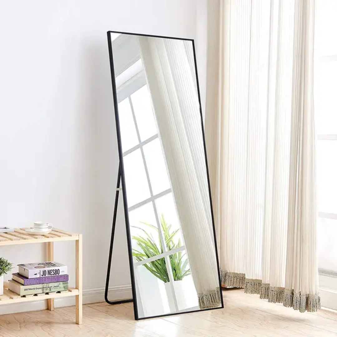 Minimalist Full Length Standing Mirror with Golden and black Frame
