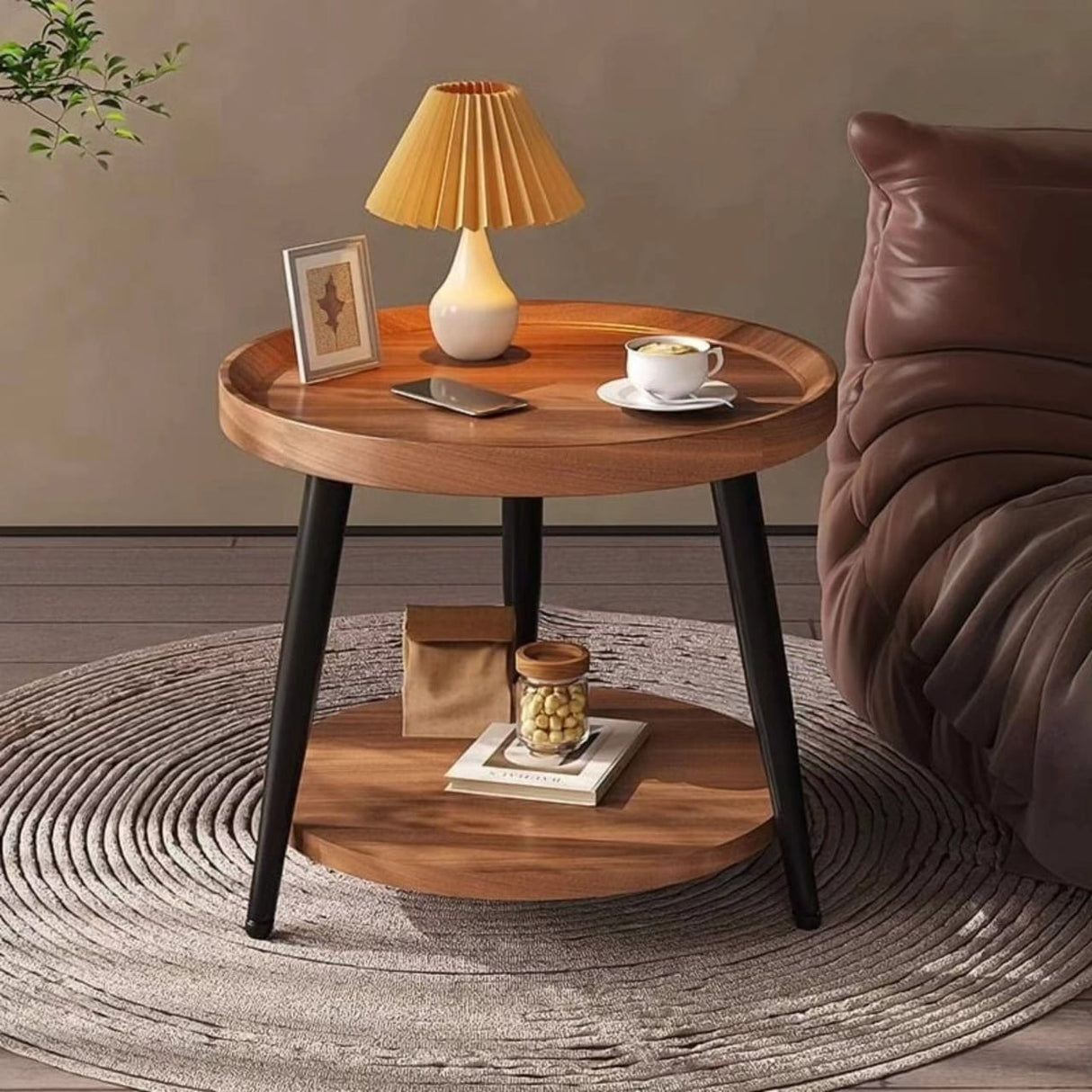 Minimalist Two-Layer Coffee Side Table Stool