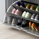 Modern Bucket Flip Shoe Cabinet with Cushioned Seat and 3 Layer Storage 100x51x30cm