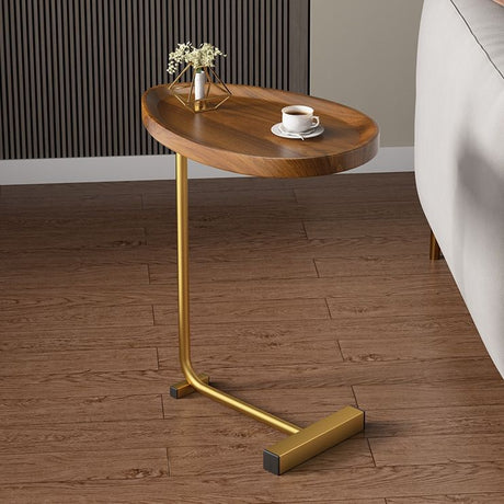 Modern C Shaped Oval Side Table 30x36x72cm, White Brown Black Marble Top with Gold Metal Frame Living rooms Bedrooms Offices Lounge areas