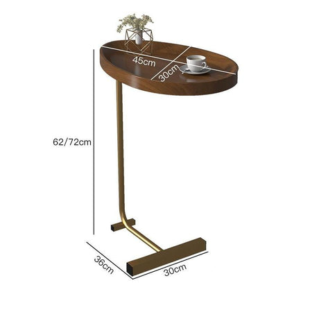 Modern C Shaped Oval Side Table 30x36x72cm, White Brown Black Marble Top with Gold Metal Frame Living rooms Bedrooms Offices Lounge areas
