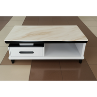 Modern Coffee Table with White and Beige Marble Top and Storage Drawer Furniture Furniture