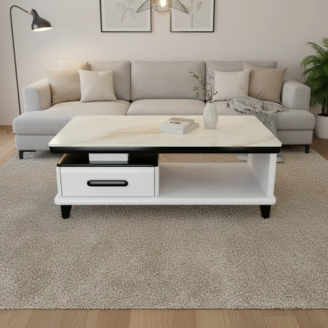 Marble Top Modern Coffee Table With Storage For Living Rooms Furniture Furniture