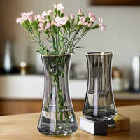 Dark Glass Vase 35cm - Modern Decorative Home Decor Living Room Decor Vases