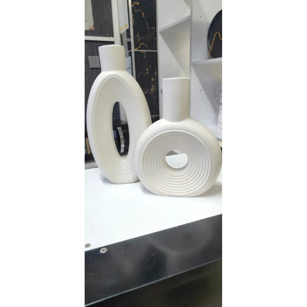 Modern Decorative Vase Set2 Piece Ceramic Set Minimalist Black & White Tones Home Decor Decals