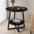 Modern Double Layer Round Side Table with MDF Top and Metal Cross Legs Furniture Furniture