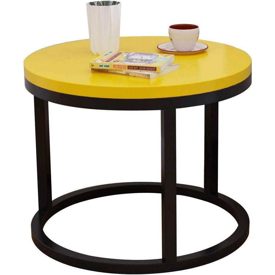 Modern Glass Nesting Tables Yellow & Black Glass Tabletops