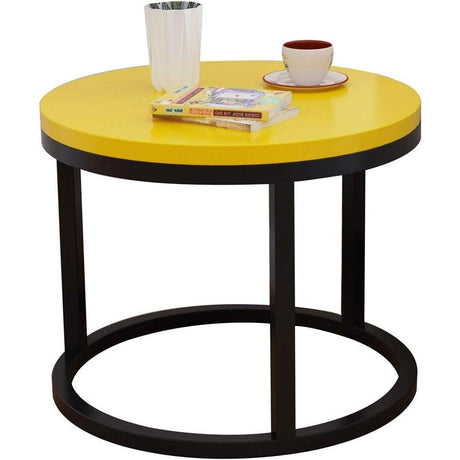 Modern Glass Nesting Tables Yellow & Black Glass Tabletops