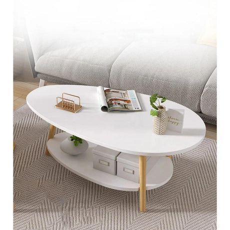 Modern Luxury Double Coffee Table Creative Living Room Tea Table, Available in White & Yellow (90x50x42cm)