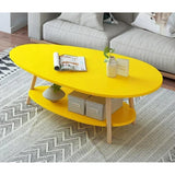 Modern Luxury Double Coffee Table Creative Living Room Tea Table, Available in White & Yellow (90x50x42cm)