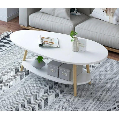 Modern Luxury Double Coffee Table Creative Living Room Tea Table, Available in White & Yellow (90x50x42cm)