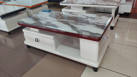 Modern Marble Top Coffee Table with two sided Storage Drawers
