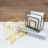 Modern Minimalist Metallic Serviette Holder in Black and Gold