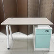 Modern Office Desk with Lockable Storage Cabinet & Sturdy Metal Legs