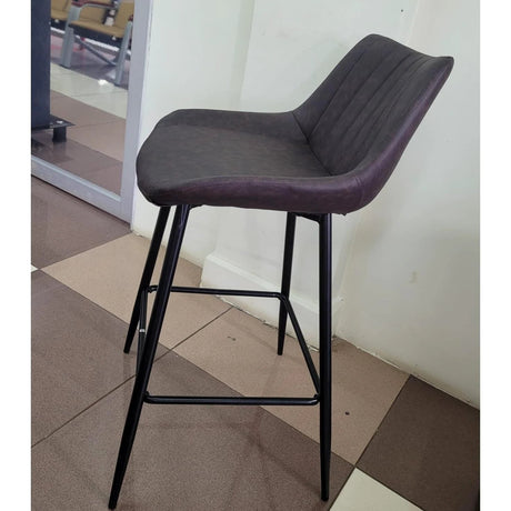 Modern PU Leather Bar Stool with Backrest and Black Metal Legs Bar Stool Bar Stools
