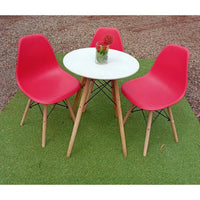 Modern Plastic Dining Chair – Curved Seat with Wooden Legs and Eiffel-Style Support Dining Chairs Furniture Sets